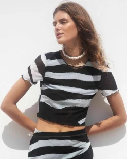 Fashion Arreley Mesh Crop Top T-Shirts & Tops