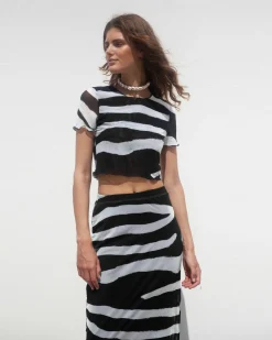 Fashion Arreley Mesh Crop Top T-Shirts & Tops