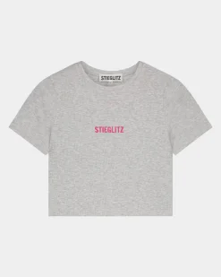 New Cropped Top Grey Melange T-Shirts & Tops