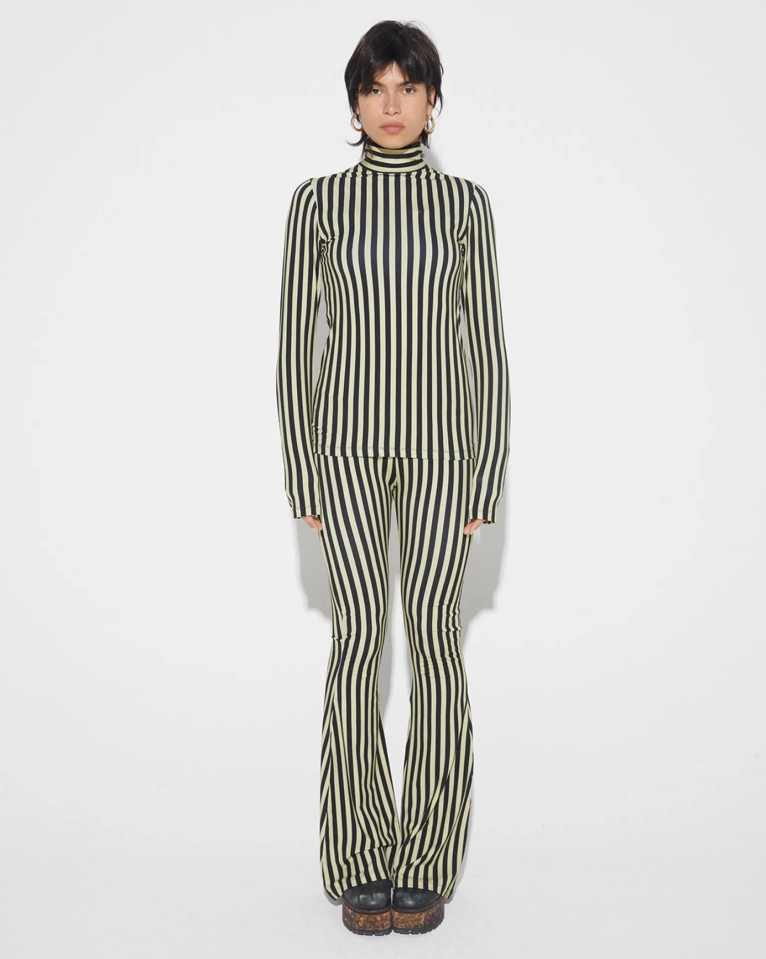 Clearance Erica Flared Broek Geel Broeken
