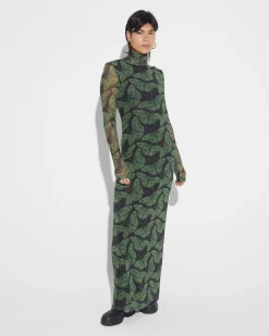 Cheap Fya Mesh Dress Green Jurken