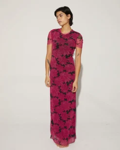 New Joan Mesh Jurk Roze Jurken