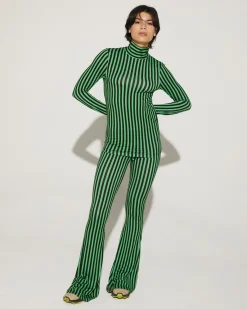 Discount Norrey Flared Broek Groen Broeken
