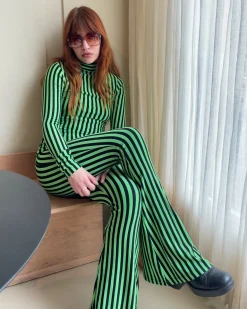Discount Norrey Flared Broek Groen Broeken